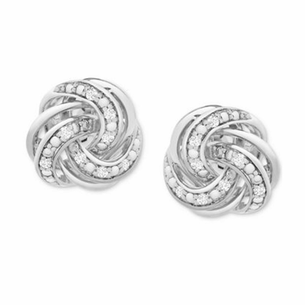 🎉 HP 🎉 Diamond Love Knot Stud Earrings in SS